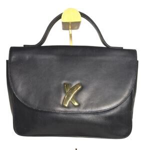 Paloma Picasso Black Leather Two-way Handbag